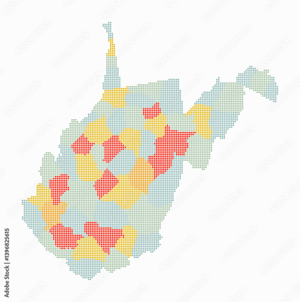 Poster west virginia dotted map. digital style map of the state on white background. west virginia shape wi