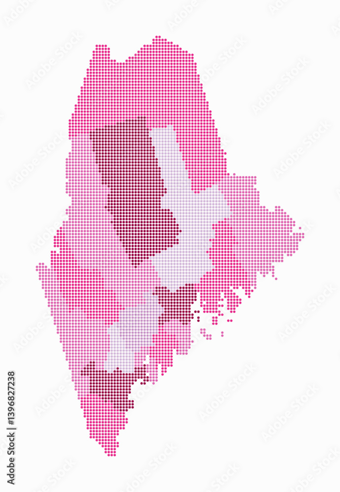 Poster maine dotted map. digital style map of the state on white background. maine shape with circle dots. 