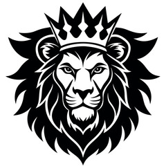 Elegant-lion-face-silhouette-with-crown-symbol 
