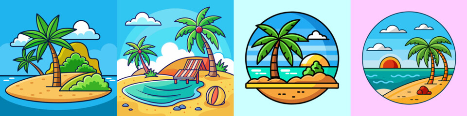 Tropical Island Paradise Scenes Beach Vacation Summer Fun Ocean Sunset Palm Trees