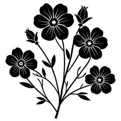 Flax-blue-flowers-on-white-background. 