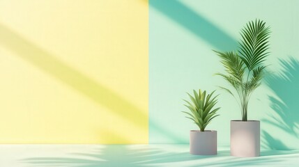 Obraz premium that transitions from a soft mint green to a gentle pastel yellow, offering a fresh and modern look for digital projects.