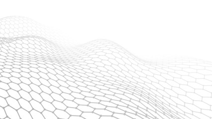 Abstract background neural network. Vector perspective grid on white background. 3D vector illustrations.