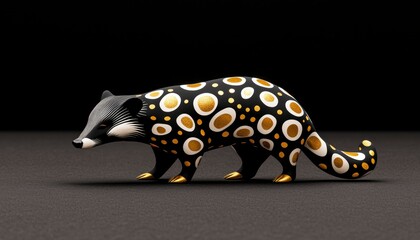3D Rendered Animal, Black and Gold Design