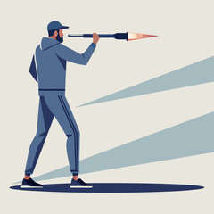 Obraz premium Illustration-shows-a-man-is-standing-tall-on-a-white background.