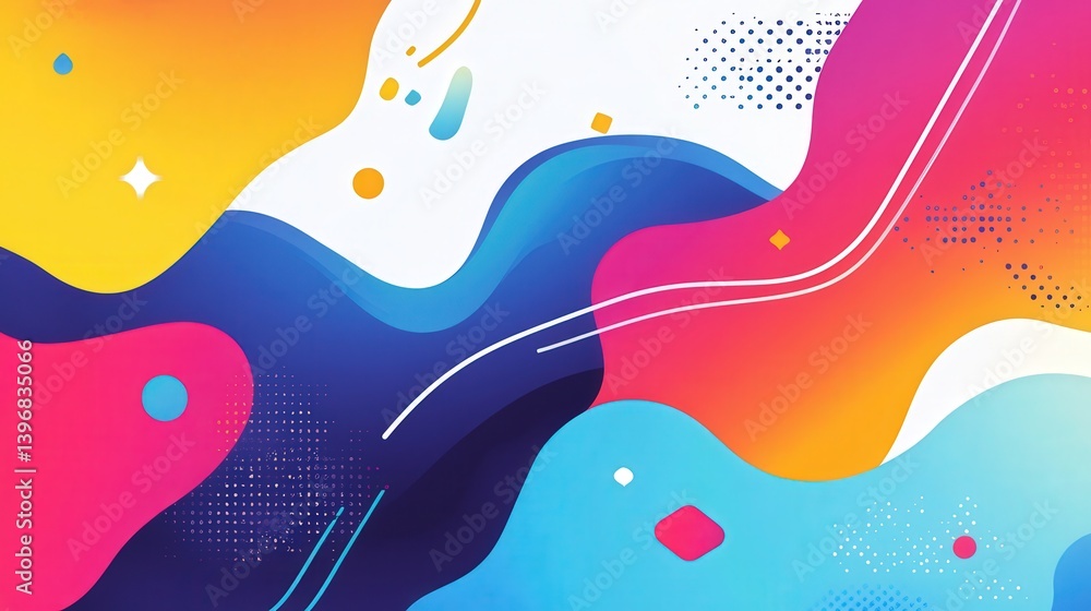 Poster bright and colorful modern abstract background with dynamic, curving shapes that give a sense of mov