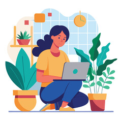 woman working with her laptop