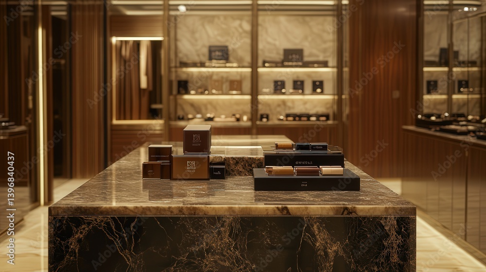 Poster counter with rich textures forms a perfect backdrop for displaying products, allowing their colors a