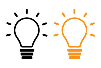 Light bulb icon set – idea, creativity, innovation symbol in black and orange