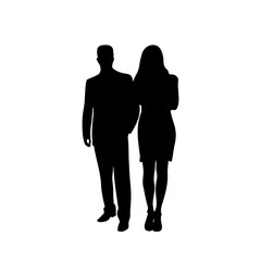 Silhouette of Man and Woman Standing Together