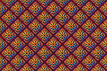 派手な色彩のチェック模様のキューブ　シームレスなパターン