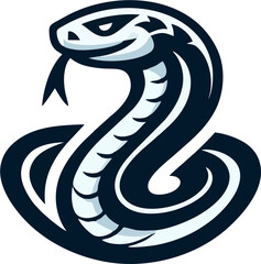 Fototapeta premium Minimalist Cobra Snake Logo – Monochrome Serpent Design in Vector Style