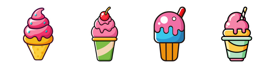 Delicious Ice Cream Treats Summer Delights Sweet Frozen Desserts Colorful Cones Cups