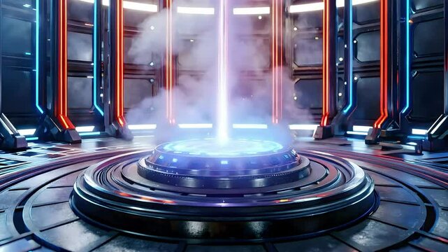 Futuristic Sci-Fi Portal Beam  4K Stock Video.