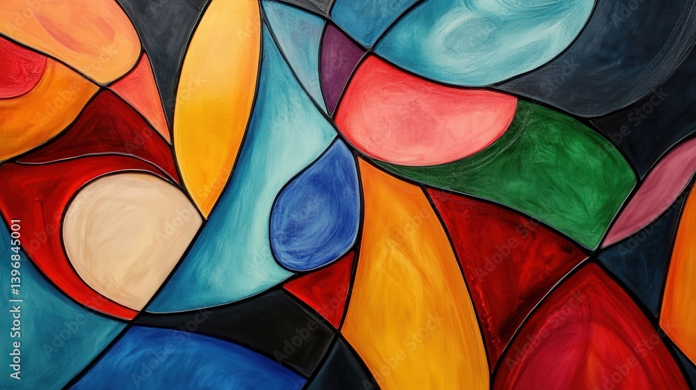 Poster contemporary abstract background with vibrant colors and dynamic, organic shapes that create a livel