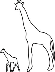 Giraffe and Birds Silhouette Icon - African Wildlife Vector Illustration