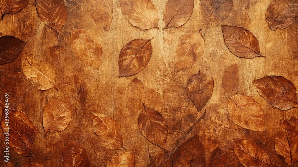 Poster rustic autumn leaf pattern forms a warm, textured backdrop, perfect for overlaying text or creative 