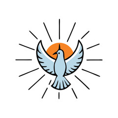holy spirit pentecost sunday vector greetings with holy dove behind fire