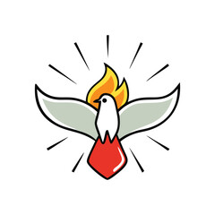 holy spirit pentecost sunday vector greetings with holy dove behind fire