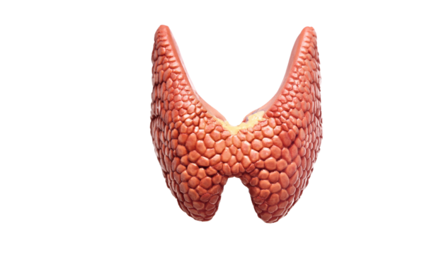 anatomical structure of thyroid gland isolated on transparent background.
