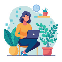 woman working with her laptop