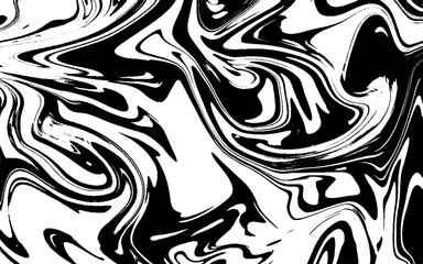 Liquid waves and stains minimalistic illustration. Black and white abstract fluid art. Acrylic and oil paint flow. Beautiful abstract painting is a painting technique Ebru. 