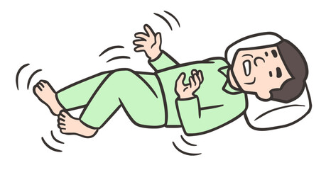 入眠時ミオクローヌスを起こしている中年男性、痙攣