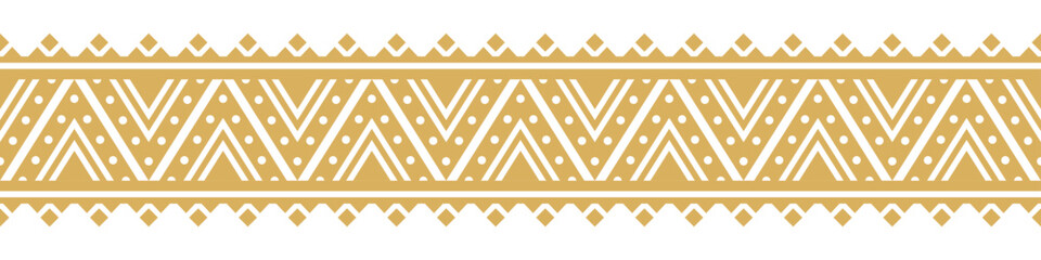 Gold ethnic border ornament. Geometric ethnic oriental seamless pattern. Stripe vector illustration. Native American Mexican African Indian tribal. Design border, textile, fabric, clothing, carpet.