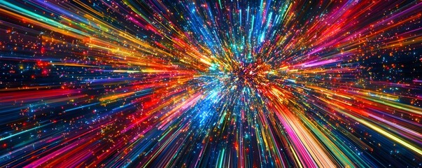 Dynamic Hyperspace Light Streaks Converging, Generative AI