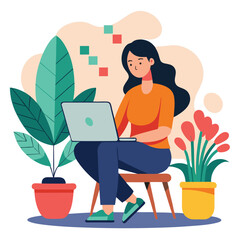 woman working with her laptop