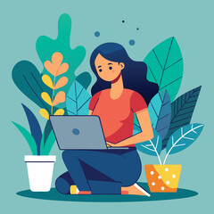 woman working with her laptop