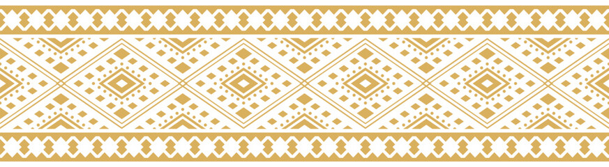 Gold ethnic border ornament. Geometric ethnic oriental seamless pattern. Stripe vector illustration. Native American Mexican African Indian tribal. Design border, textile, fabric, clothing, carpet.