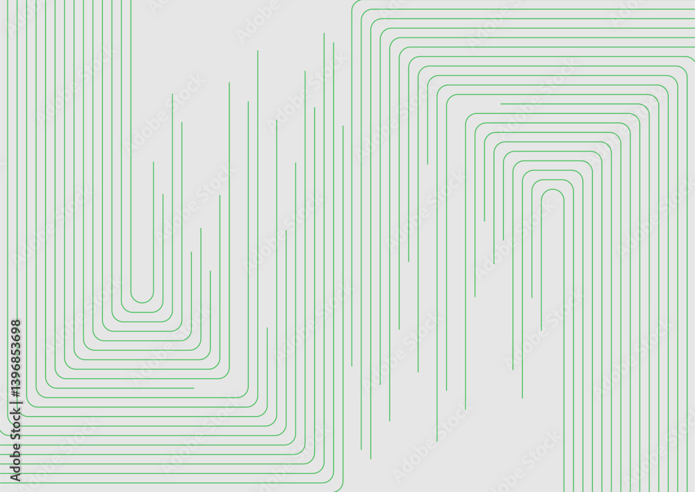 Aufkleber Green minimal lines abstract geometric tech background. Vector graphic design