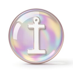 Obraz premium Iridescent disc with a white letter 