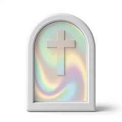 Fototapeta premium Christian cross on pastel iridescent background