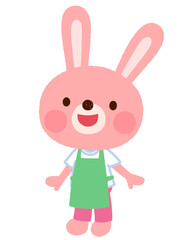 かわいいウサギのキャラクター　エプロン　スタッフ　店員