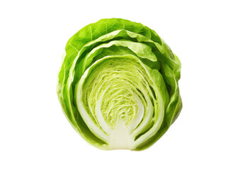 Fototapeta premium Cross section of a fresh green cabbage on a white background. Healthy eating and vegetarian food concept.