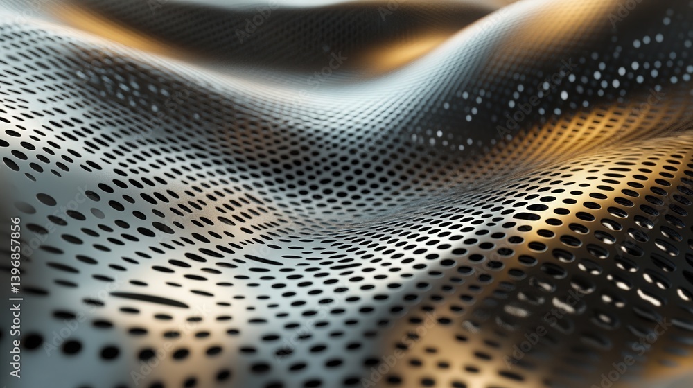 Poster surface adorned with intricate high-tech patterns and reflective details, exuding a modern technolog