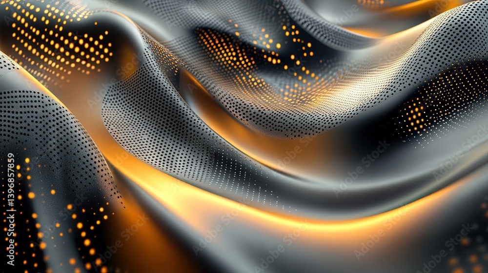 Poster surface adorned with intricate high-tech patterns and reflective details, exuding a modern technolog