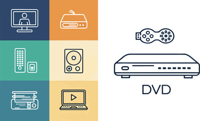 Set of DVD player Illustration vector design, DVD player icon design, DVD player vector design