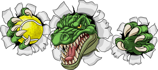 A crocodile, dinosaur or alligator lizard tennis sports mascot © Christos Georghiou