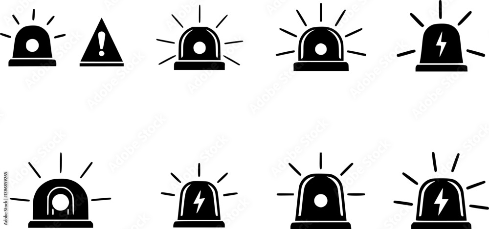 Poster outlinefilledvectorsign ofvs - emergency siren vector icon . isolated transparent . black outline fi