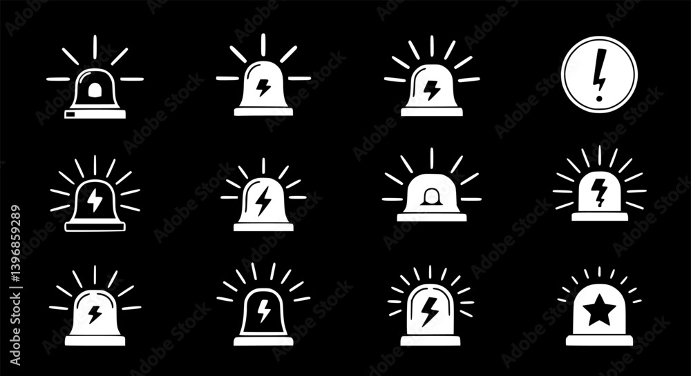 Poster outlinefilledvectorsign ofvs - emergency siren vector icon . isolated transparent . black outline fi