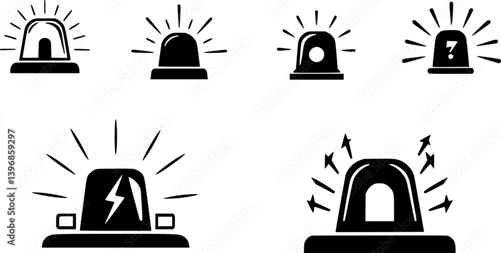 Poster outlinefilledvectorsign ofvs - emergency siren vector icon . isolated transparent . black outline fi