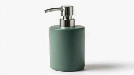 Green ceramic soap dispenser with silver pump.