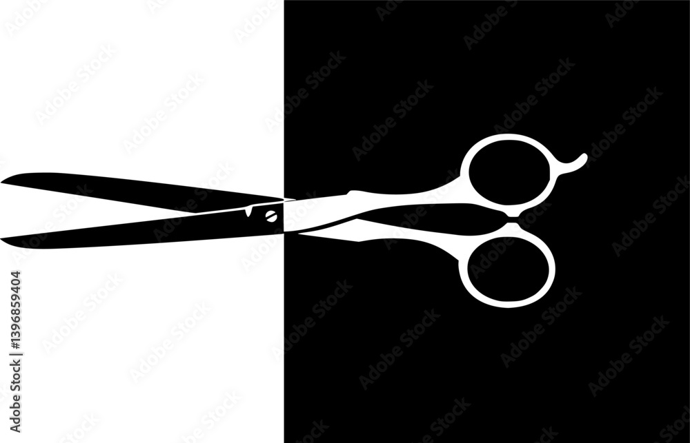 Poster outlinefilledvectorsign ofvs - scissors icon . isolated transparent . cutting sign . black outline a