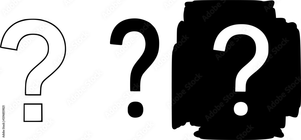 Poster outline filled vector sign ofvs - question mark vector icon . isolated transparent . black outline a