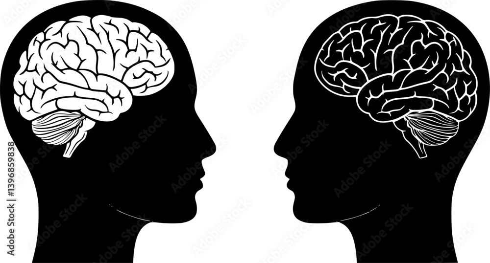 Poster outlinefilledvectorsign ofvs - human brain vector icon . head . face profile . ai . artificial intel