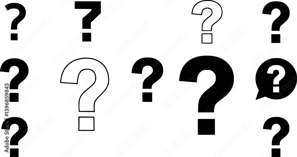 Poster outline filled vector sign ofvs - question mark vector icon . isolated transparent . black outline a