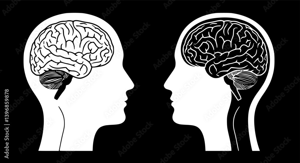 Poster outlinefilledvectorsign ofvs - human brain vector icon . head . face profile . ai . artificial intel